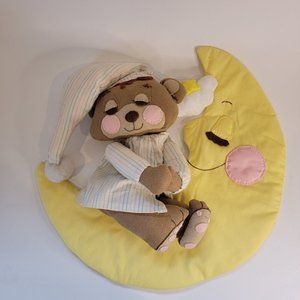 Judi's Teddy Beddy Bye 1982 Morgan Pajama Wall Hanging  Sleepy Teddy Bear Moon